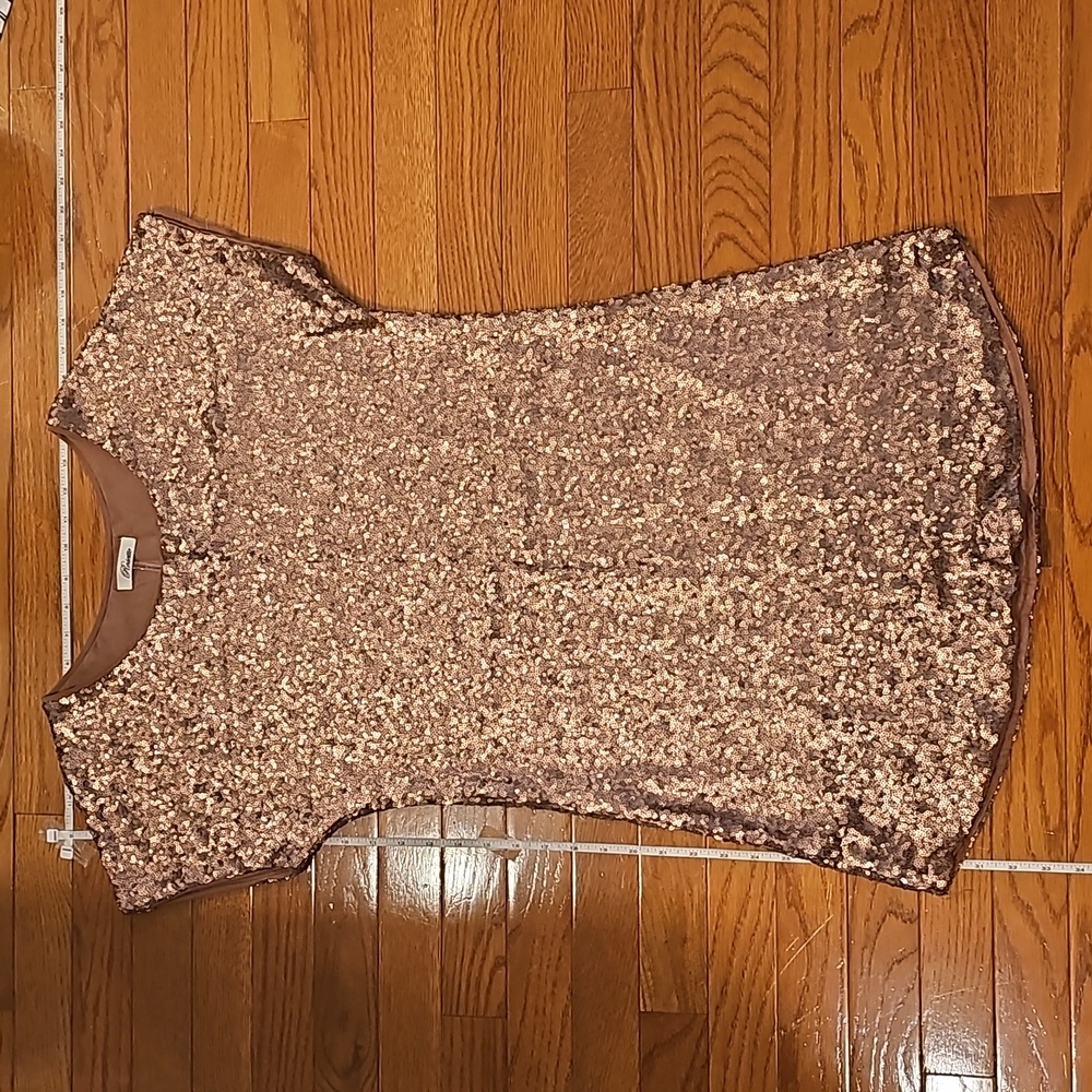 Mixro sequin rose gold short sleeve mini t-shirt dress